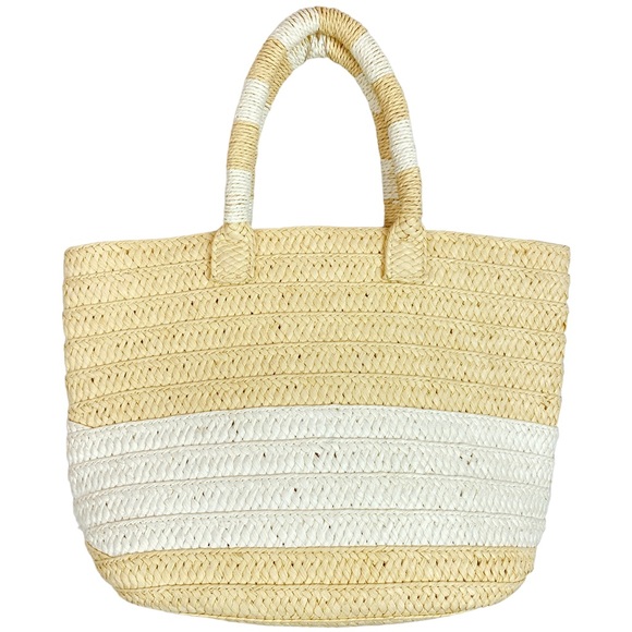 New Tropical Vacation Straw Tote/Handbag  15 x 10 x 5 - Picture 2 of 8